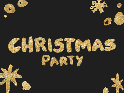 Let's Party black brush christmas glitter gold hand lettering hand made type party typography