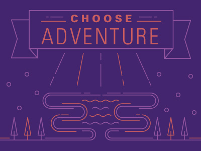 Choose Adventure adventure illustration line minimal mono weight nature pink purple river trees water