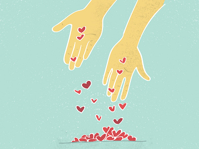 Offering Love Editorial Illustration editorial give giving hands heart illustration love magazine offering open hands teal yellow