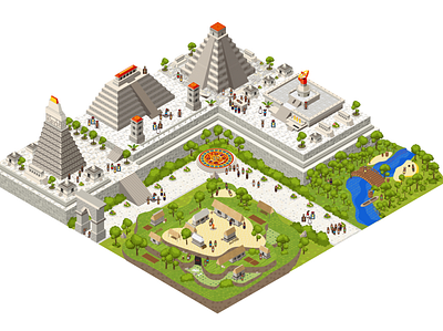 Isometric Maya City city figma illustration isometric isometric art isometry maya