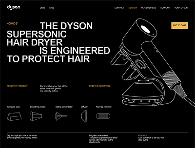 Dyson Mainpage black and white bw ui ux uiux web design webdesign