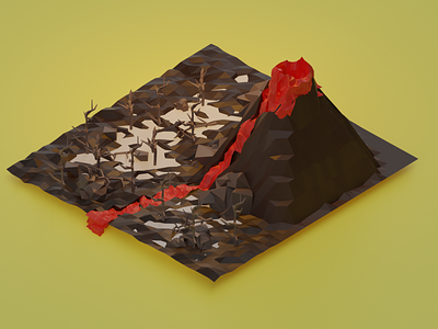 Lava Mountain 3d blender low poly low poly modeling