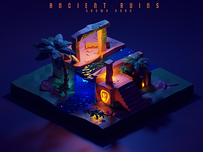 Ancient Ruins 3d animation blender3d design illustration low poly low poly art lowpoly lowpolyart