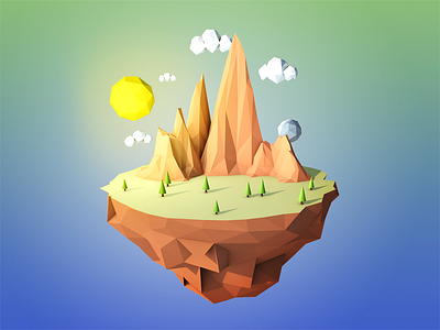 Floating Island 3d cinema4d floating having fun island landscape learning lowpoly