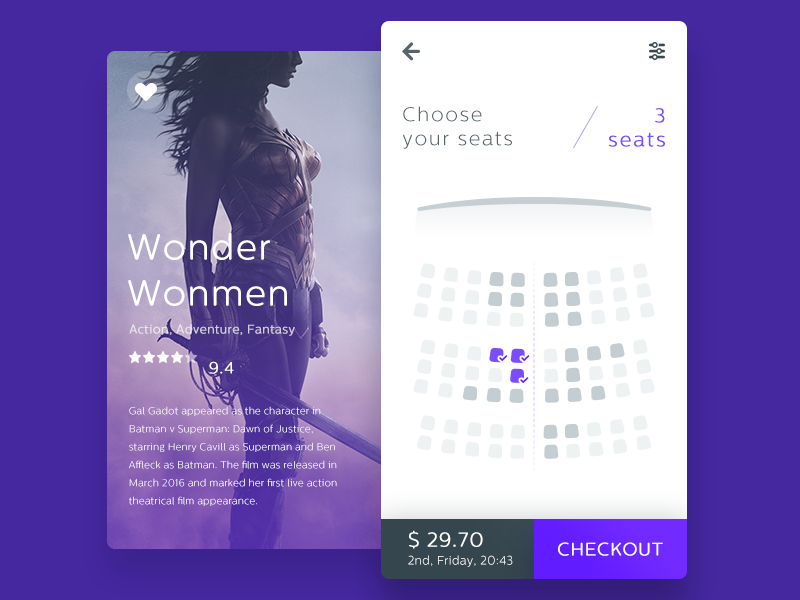 Daily UI #29 Choose your seats by mikazuki on Dribbble