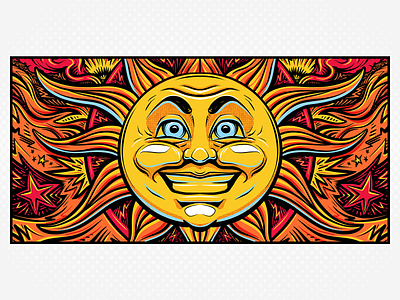 Sun grafitti illustration mural orange pop art sun