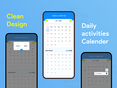 UI Clean Mobile Daily Activities Calender Inspiration android android app design blueprint calender clean design design app experiment figma inspirations ios iphone mobile design mobile ui mockup ui uidesign ux uxdesign