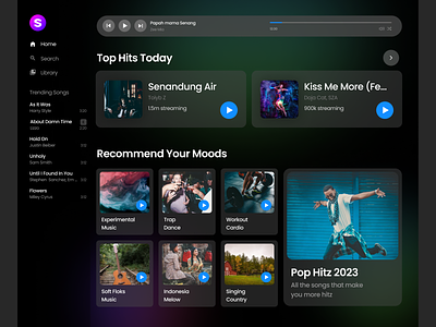 Music - Landing Page Design App app beauty branding clean dark design desktop free fresh futuristic good landing music simple spotify ui web