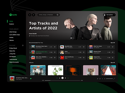 Spotify Website Concept Redesign app design mockup music app ui ux web app web design web mockup