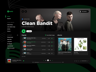 Spotify Website Concept Redesign design mockup music app ui ui design ux web design web mockup