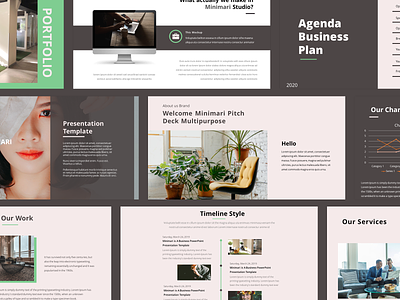 Minimari - Pitch Deck Multipurpose Powerpoint Template agency business clean company presentation creative design earth colors minimal minimalist multimurpose pitch deck portfolio powerpoint template premium subscribe template