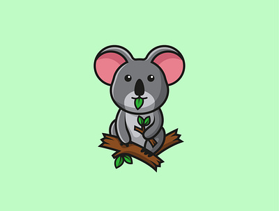 Cute Koala animal cartoon cute design funny illustration isolated logo nature