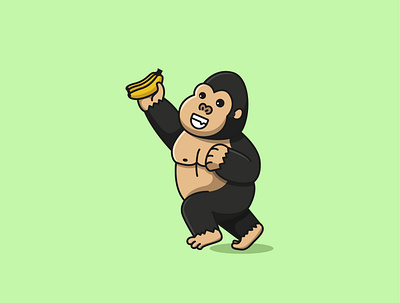 Happy Gorila animal cartoon cute design funny gorila illustration logo mascoot