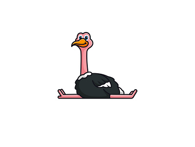 Cute Ostrich animal branding cartoon cute design funny illustration logo ostrich ui vector