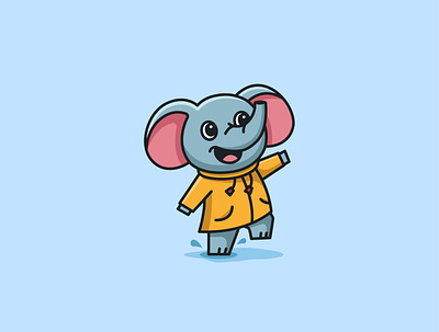 Cute Elephant animal branding cartoon cute design elephant funny illustration logo ui vector