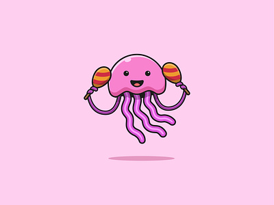 Cute Dancing Jellyfish animal branding cartoon cute design funny illustration jellyfish logo ui vector