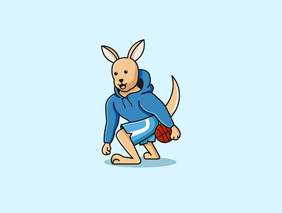 Cute Kangaroo Playing Basketball animal branding cartoon cute design funny illustration kangaroo logo ui vector