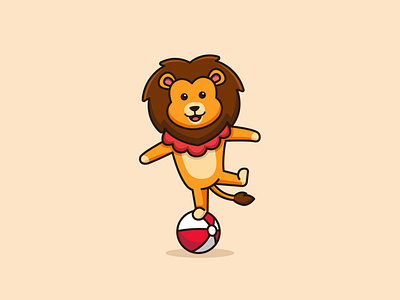 Cute Circus Lion animal cartoon cute design funny illustration lion logo