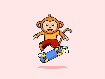 Cute Monkey animal cartoon cute design funny illustration logo monkey