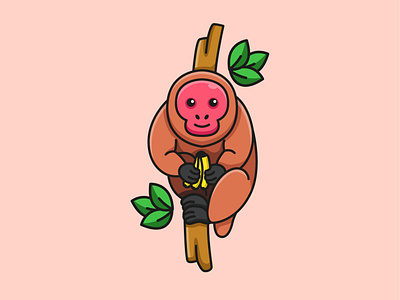 Cute Uakari animal branding cartoon cute design funny illustration logo uakari ui vector