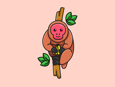 Cute Uakari animal branding cartoon cute design funny illustration logo uakari ui vector