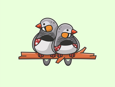 Cute Zebra Finch birds cartoon cute design funny illustration zebra finch