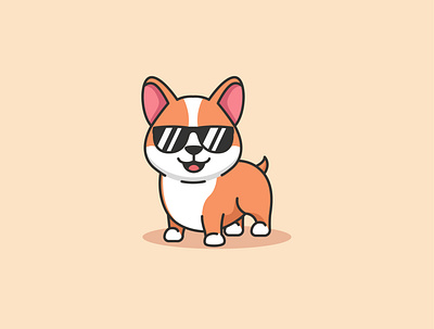 Cute Corgi cartoon corgi cute design funny illustration logo