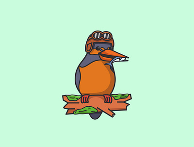 Cute Kingfisher bird animal bird cartoon cute design funny illustration kingfisher vector