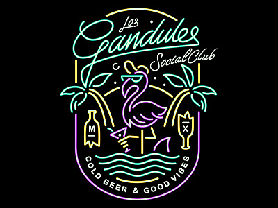 Los Gandules Social Club beer gandul illustration neon vector