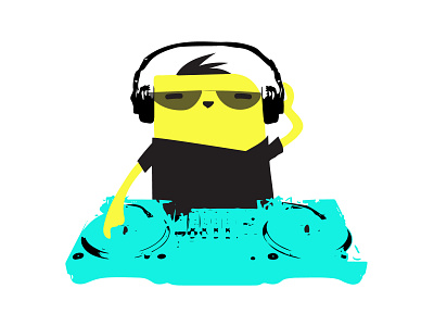 djWoojie beats bird dj headphones illustration music turntables vector