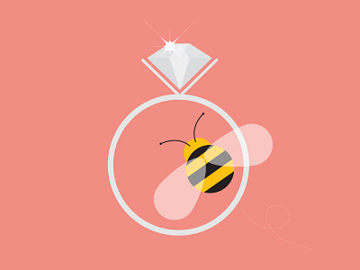 Brides and the Bees bee bling diamond ring flat icon design illustration vector weddings