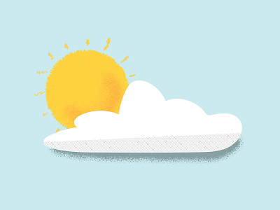 Partly Cloudy adobe illustrator clouds gouache illustration sky sun texture vector