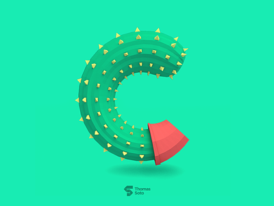 C for Cactus 36daysoftype 3d c cactus lowpoly render type