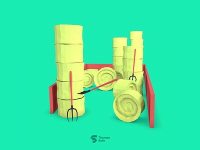 H for Haystack 36daysoftype 3d h haystack lowpoly render type