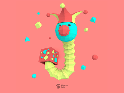 J for Jack in the Box 36daysoftype 3d box j jack lowpoly render type