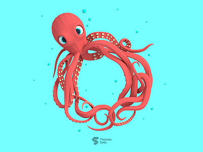 O for Octopus 36daysoftype 3d lowpoly o octopus render type