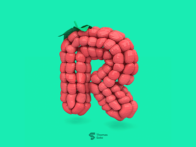R for Raspberry 36daysoftype 3d berry lowpoly r raspberry render type