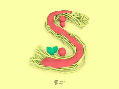 S for Spaghetti 36daysoftype 3d lowpoly render s spaghetti type