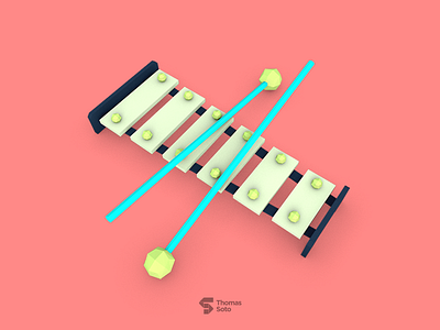 X for Xylophone 36daysoftype 3d lowpoly render type x xylophone