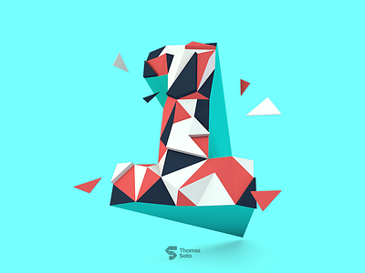 1 for One 1 36daysoftype 3d lowpoly one render type