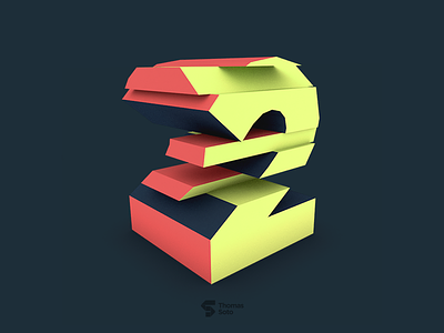 2 for Two 2 36daysoftype 3d lowpoly render two type