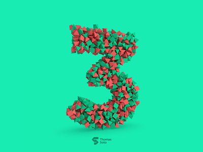 3 for Three 3 36daysoftype 3d lowpoly render three type