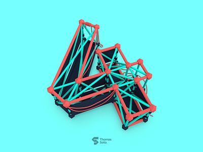 4 for Four 36daysoftype 3d 4 four lowpoly render type