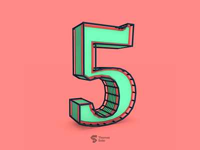 5 for Five 36daysoftype 3d 5 five lowpoly render type