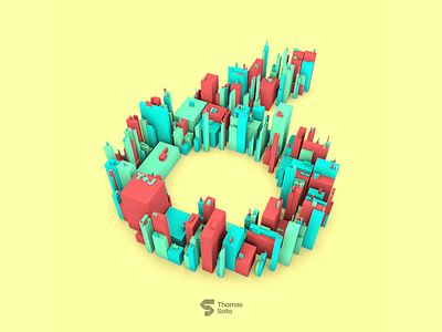 6 for Six 36daysoftype 3d 6 lowpoly render six type
