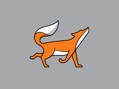 Prancing Fox Logo 2d animal fox icon illustration logo mark orange simple symbol vector