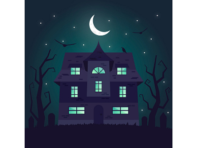 Haunted House cementery crow graphic design halloween haunted haunted house house illustration scary spooky