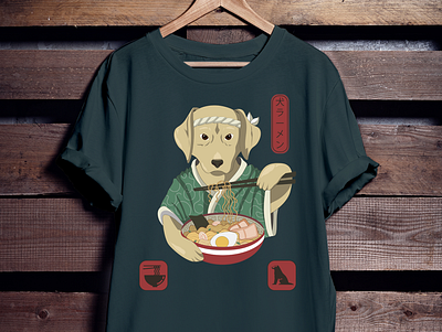 Labrador Eats Ramen anime art design dog graphic graphic design illustration labrador ramen t shirt trend vector