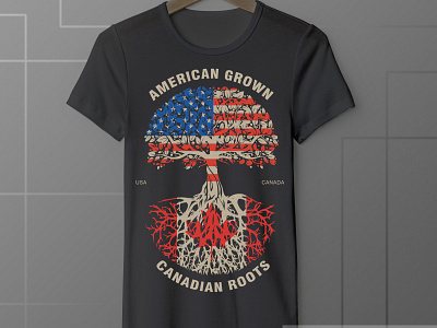 American Grown - Canadian Roots design graphic graphic design illustration nationality patriotic t shirt tree vector
