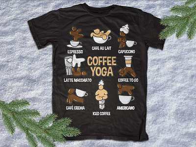 Coffee yoga t-shirt art coffee design drawing fitness graphic graphic design illustration t shirt vector yoga